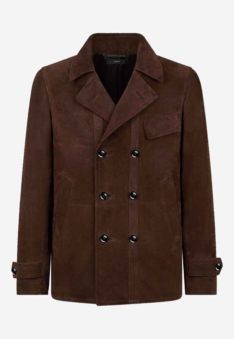 Tom Ford Suede Leather Overcoat LAR004-LMS017S25 KB615 Brown