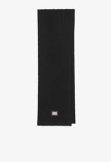 Dolce & Gabbana Kids Boys Ribbed Wool Scarf Black LBKAB4 JDVGK N0000