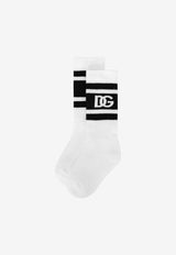 Dolce & Gabbana Kids Boys DG Logo Socks White LBKAC5 JBCAC S9002