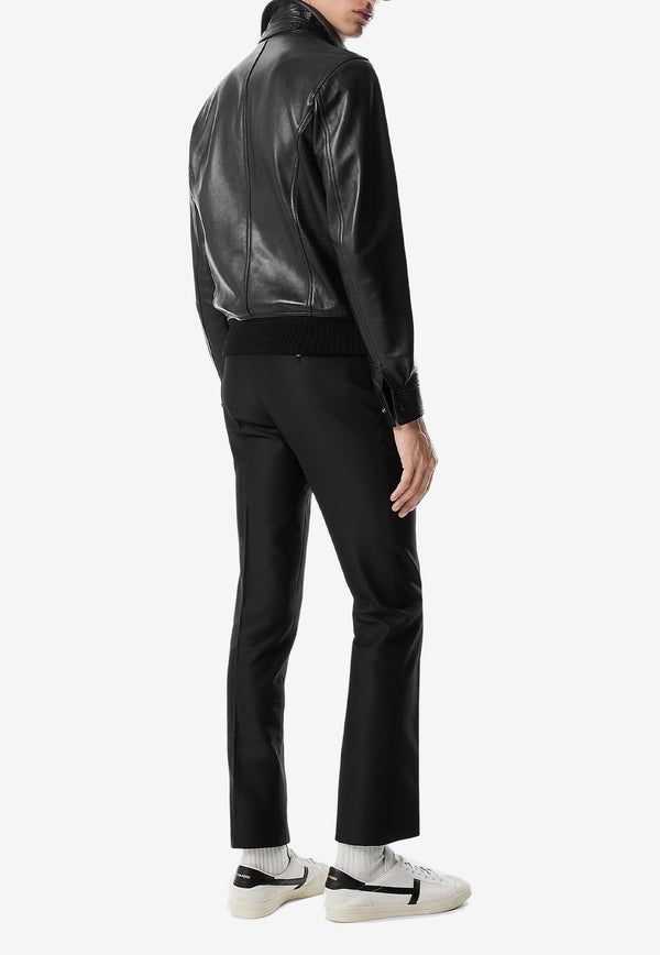 Tom Ford Nappa Leather Zip-Up Jacket LBS061-LMN014S24 LB999 Black