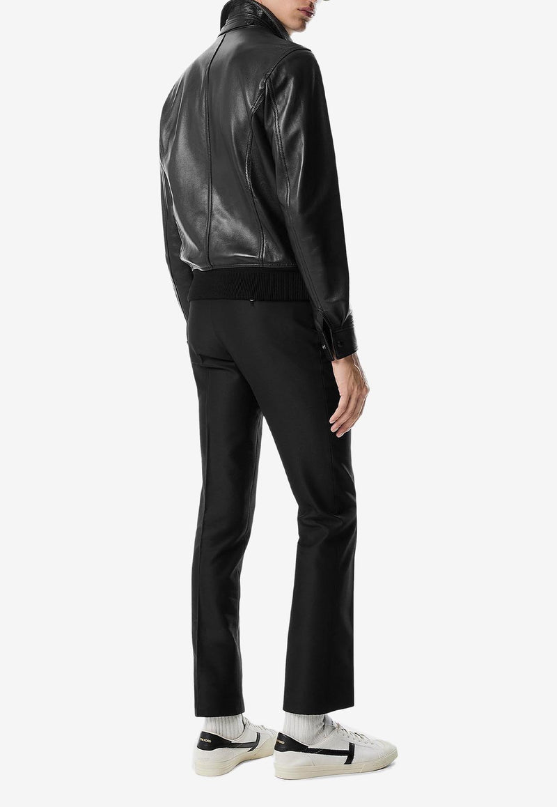 Tom Ford Nappa Leather Zip-Up Jacket LBS061-LMN014S24 LB999 Black