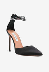Aquazzura Luce 105 Crystal-Embellished Satin Pumps Black LCEHIGP0-SAT000 BLACK