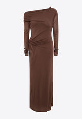 Paris Georgia Croissant One-Shoulder Maxi Dress Brown LCROSD001-COF_BROWN