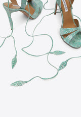 Aquazzura Leaf 105 Wraparound Sandals in Metallic Leather Green LEFHIGS0TYL/O_AQUA-SPM