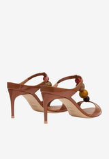 Malone Souliers Lena 70 Beaded Nappa Leather Sandals Caramel LENA 70-2 CARAMEL