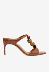 Malone Souliers Lena 70 Beaded Nappa Leather Sandals Caramel LENA 70-2 CARAMEL