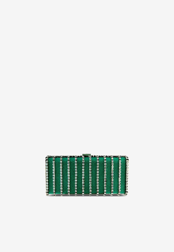 L’AFSHAR Alba Crystal Embellished Clutch Green LF25-13-079_GREEN