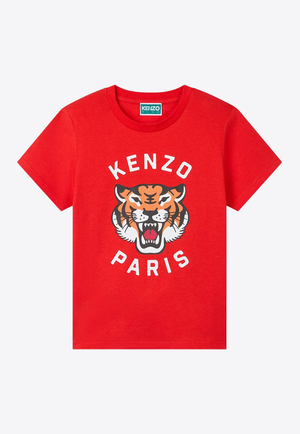 Kenzo Kids Girls Lucky Tiger Print T-shirt Red K61054/997_RED