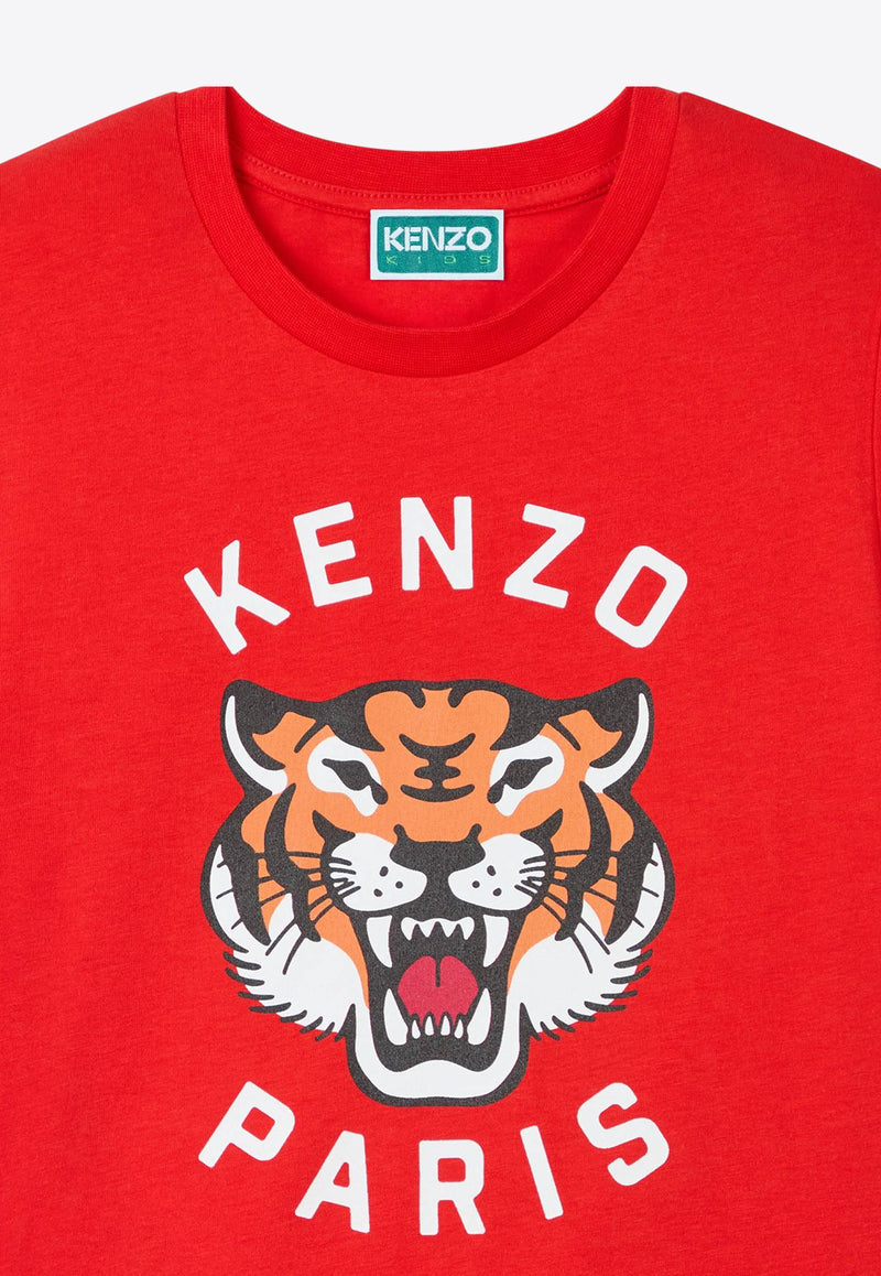 Kenzo Kids Girls Lucky Tiger Print T-shirt Red K61054/997_RED