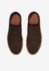 ZEGNA Triple Stitch Suede Espadrille Sneakers Dark Brown LHCSR-S5970Z-TDM_TS