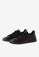 ZEGNA Triple Stitch Deer Leather Sneakers Black LHCVO-S4667Z-NEE_TS