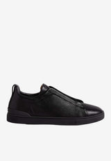 ZEGNA Triple Stitch Deer Leather Sneakers Black LHCVO-S4667Z-NEE_TS