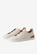 ZEGNA Triple Stitch Deer Leather Sneakers Off-white LHCVO-S4667Z-SPA_TS