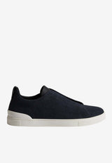 ZEGNA Triple Stitch Linen and Leather Sneakers Navy  LHLNA-S7981Z-NAV_TS