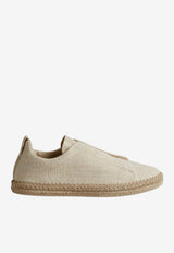 ZEGNA Triple Stitch Linen Blend Espadrille Sneakers Off-white LHOLC-S8265Z-PMW_TS