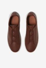 ZEGNA Triple Stitch Secondskin Low-Top Sneakers Brown  LHOTA-S5207Z-ALM_TS