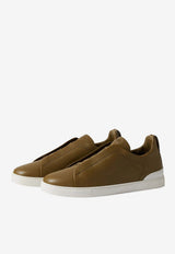 ZEGNA Triple Stitch Secondskin Low-Top Sneakers Olive LHOTA-S5207Z-FEL_TS