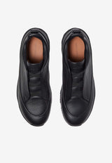 ZEGNA Triple Stitch Grained Leather Monte Sneakers Black LHSOF-S8106Z-NER_TS