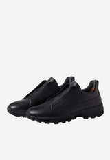 ZEGNA Triple Stitch Grained Leather Monte Sneakers Black LHSOF-S8106Z-NER_TS