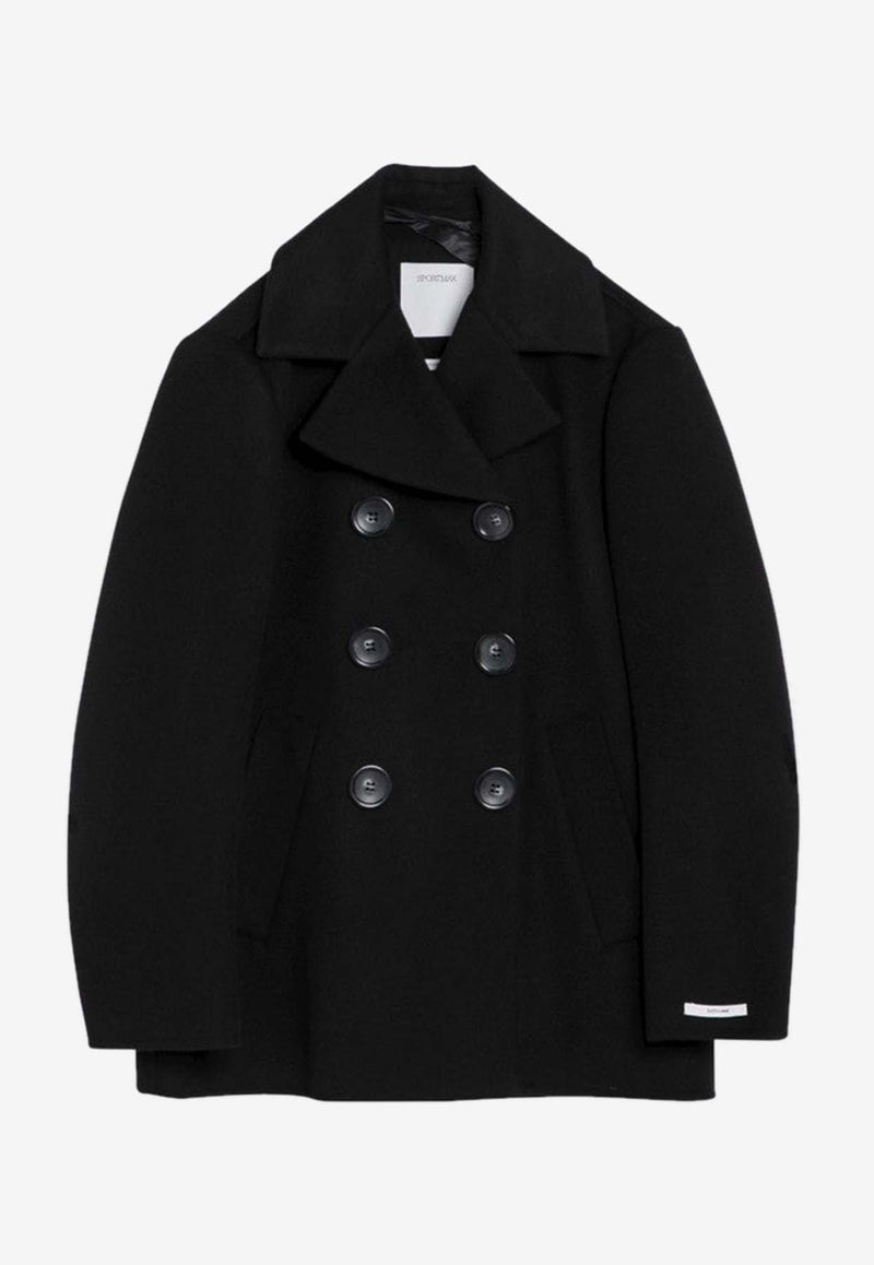 Sportmax Livorno Double-Breasted Wool Pea Coat Black LIVORNOWO/P_SPORM-013