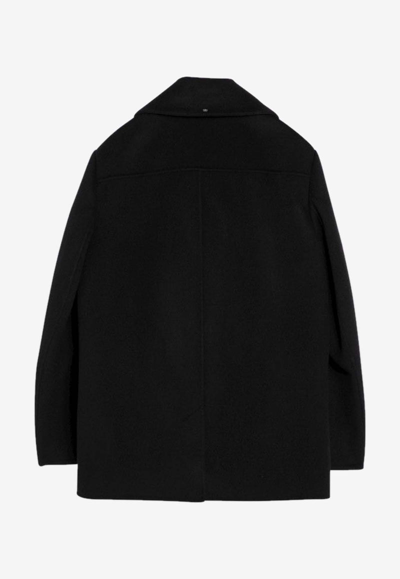 Sportmax Livorno Double-Breasted Wool Pea Coat Black LIVORNOWO/P_SPORM-013