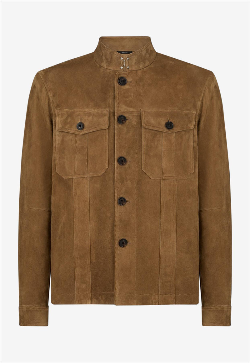 Tom Ford Light Suede Stand Collar Outershirt LJM012-LMS027 KB334
