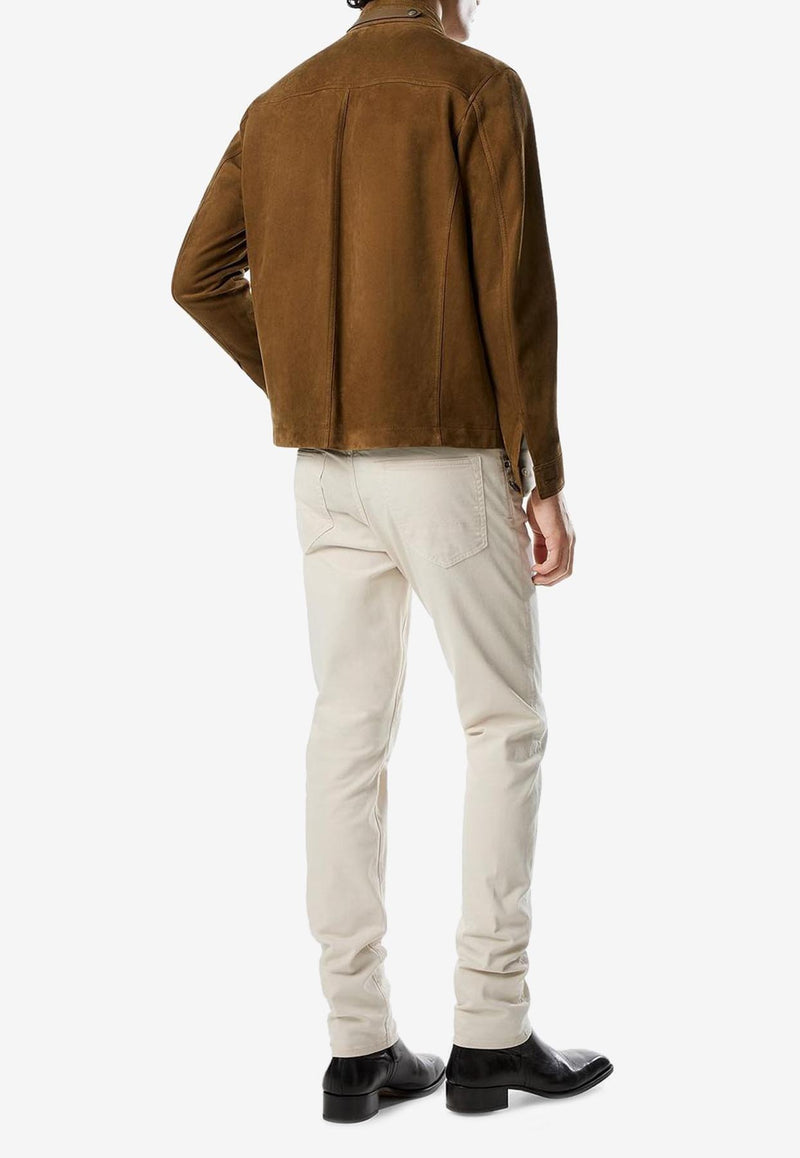 Tom Ford Light Suede Stand Collar Outershirt LJM012-LMS027 KB334