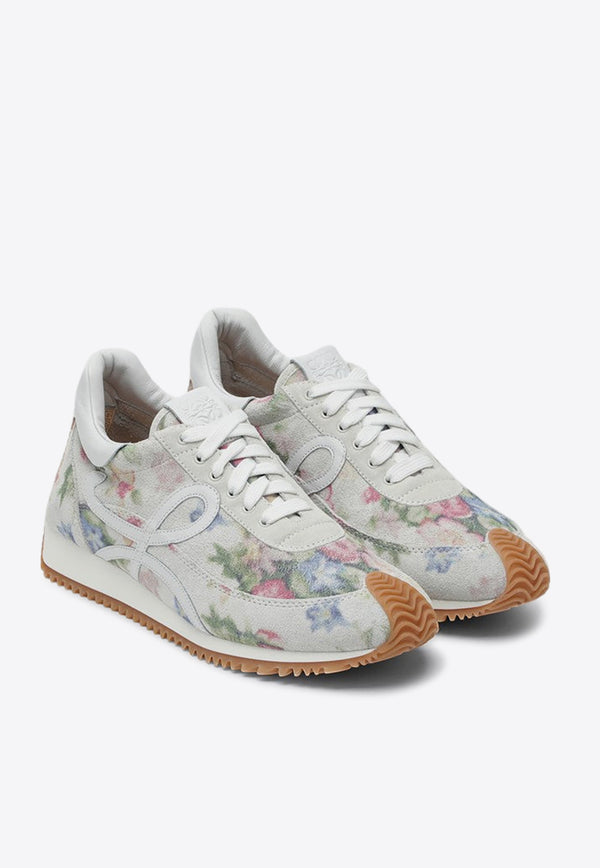 Loewe Flow Runner Floral Suede Sneakers White LLSR282X04SUE/P_LOEW-6071