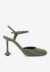 Loewe Toy 90 Rhinestone Embellished Suede Pumps Military Green LLSTS01X25SUE/R_LOEW-4430
