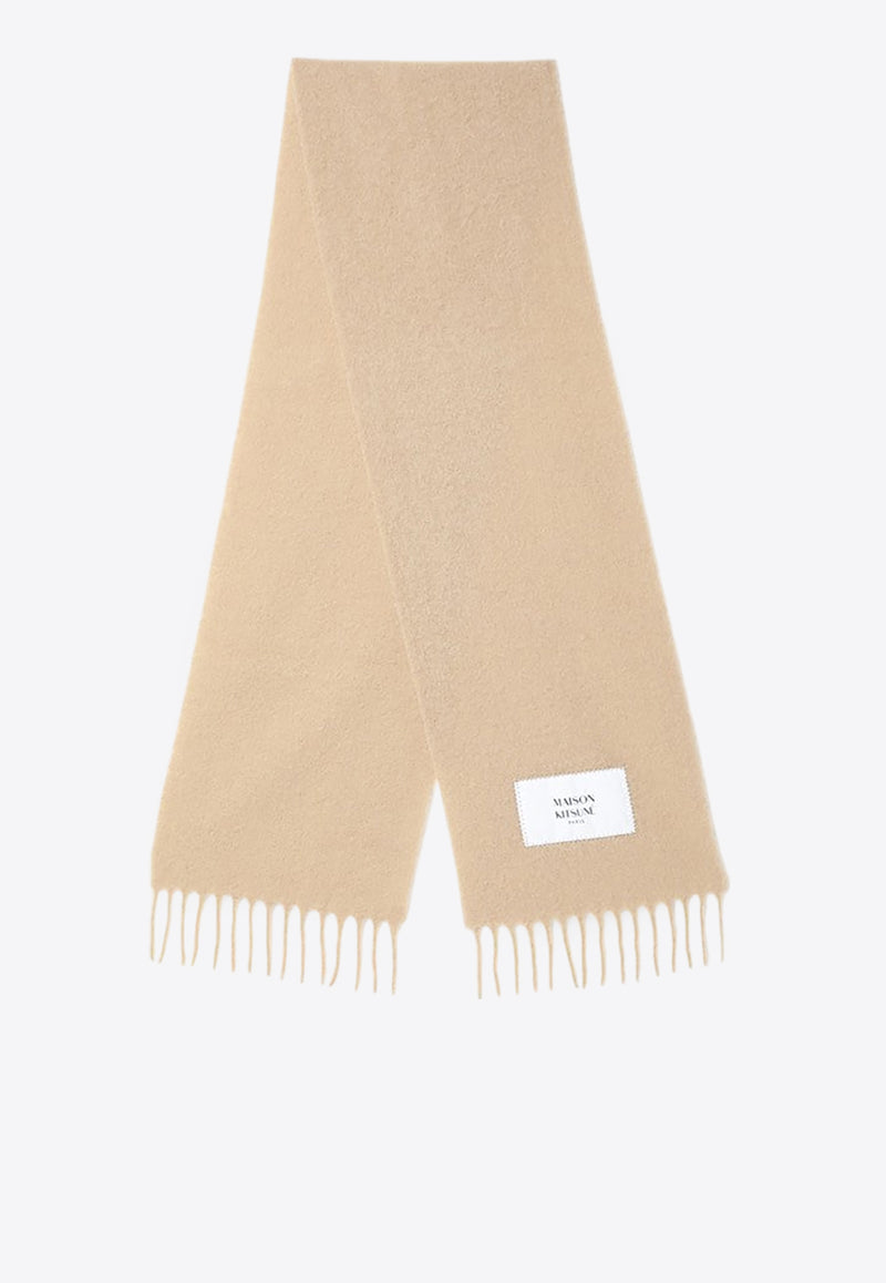 Maison Kitsuné Logo Patch Brushed-Effect Scarf Beige LM06206UWA0022/P_KIT-P242