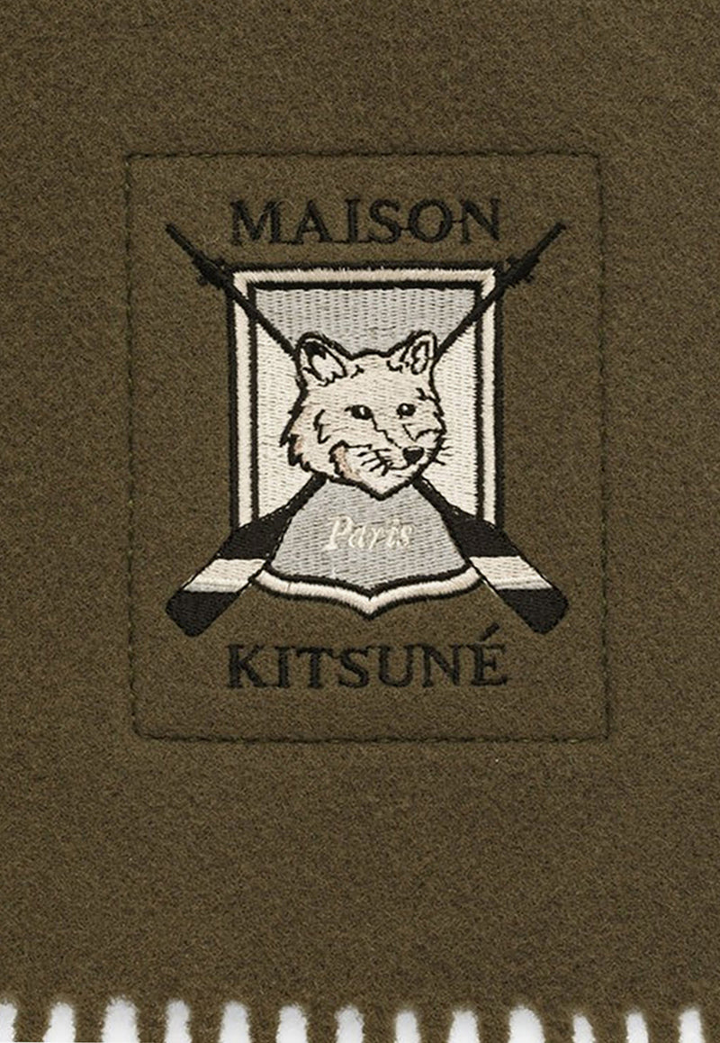 Maison Kitsuné Logo-Embroidered Virgin Wool Scarf LM06207WA0020/N_KIT-P360
