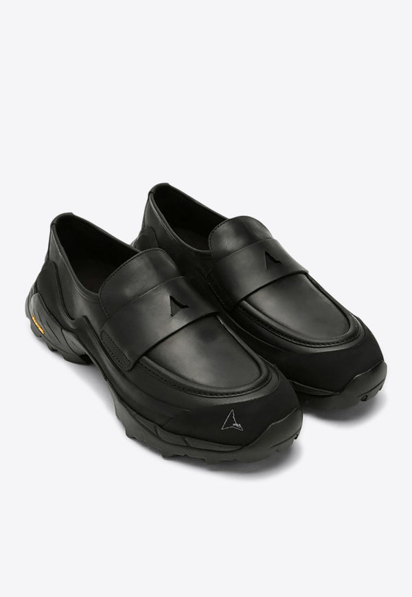 ROA Waxed Leather Loafers Black LOLE10LE/P_ROA-001