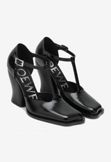Loewe Onda 90 T-bar Pumps in Brushed Leather Black LONDS01X05LE/R_LOEW-1100