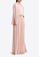 GEMY MAALOUF Layered Calligraphy-Embroidered Kaftan Dress Pink LOOK 11-GMCP26 7877KF_PINK