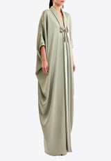 GEMY MAALOUF Beaded Bow Maxi Kaftan Dress Green LOOK 15-GMCP26 7873KF_LIGHT GREE
