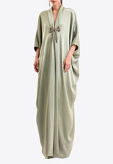 GEMY MAALOUF Beaded Bow Maxi Kaftan Dress Green LOOK 15-GMCP26 7873KF_LIGHT GREE