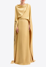 GEMY MAALOUF Cowl Calligraphy Maxi Kaftan Dress Gold LOOK 5-GMCP26 7871KF_GOLD