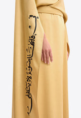 GEMY MAALOUF Cowl Calligraphy Maxi Kaftan Dress Gold LOOK 5-GMCP26 7871KF_GOLD