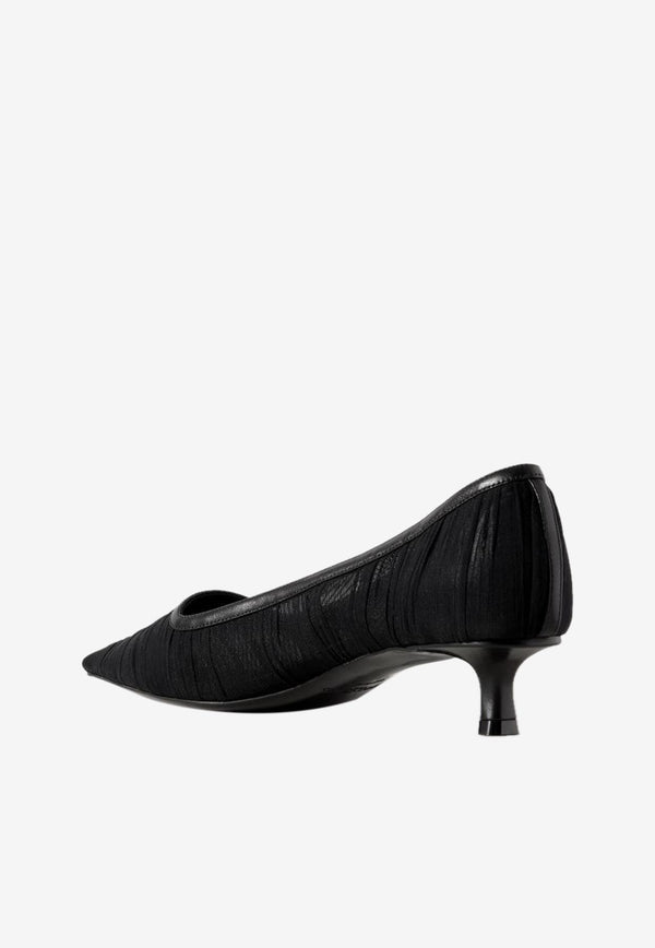 Jimmy Choo Lotta 35 Ruched Tulle Pumps LOTTA 35 IVW BLACK/BLACK