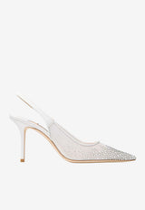 Jimmy Choo Love 85 Dégradé Crystal Mesh Slingback Pumps White LOVE SB 85 NYT WHITE/CRYSTAL