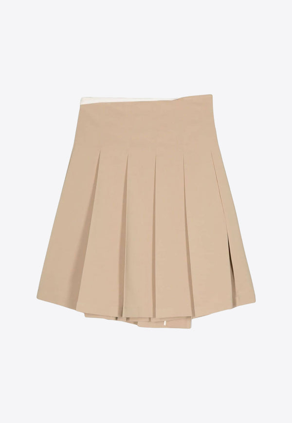 LOW CLASSIC Pleated Mini Wrap Skirt Beige LOW24SM_SK050_BEBEIGE