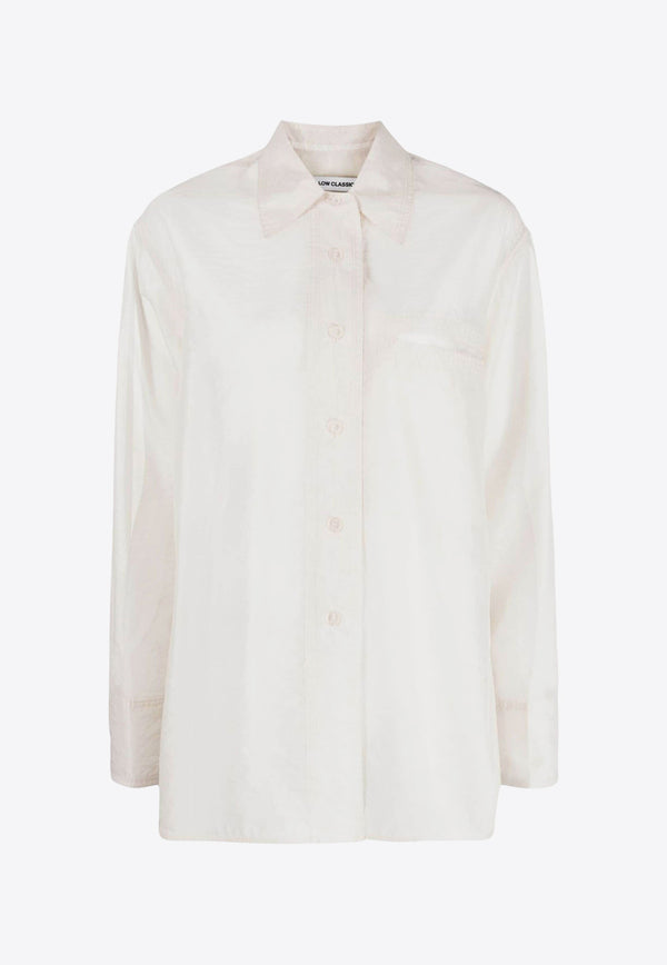 LOW CLASSIC See-Through Stitch Long-Sleeved Shirt White LOW24UC_SH010_IVIVORY