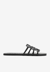 Loewe Anagram Petal Leather Flat Sandals Black LPEA465X06LE/S_LOEW-1100