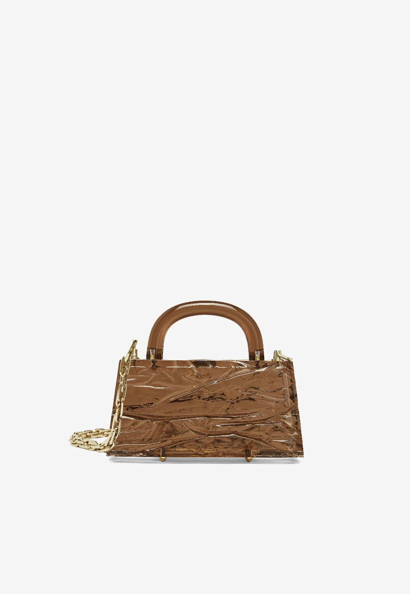 L’AFSHAR Eva Crushed Ice Top Handle Bag Brown LS24-06-013_BROWN