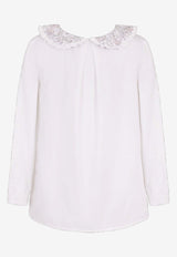 Atelier Choux Girls Chantilly Blouse with Toile De Jouy Print White LT-CN-TDJA_WHITE