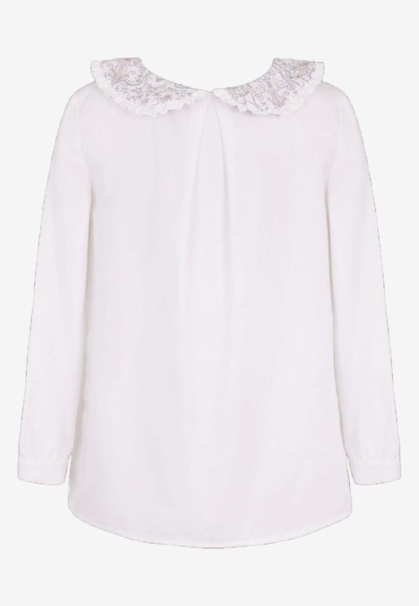 Atelier Choux Girls Chantilly Blouse with Toile De Jouy Print White LT-CN-TDJA_WHITE