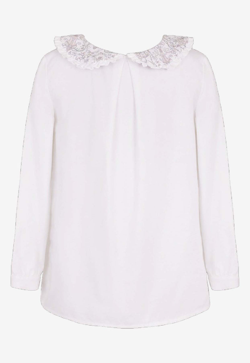 Atelier Choux Girls Chantilly Blouse with Toile De Jouy Print White LT-CN-TDJA_WHITE