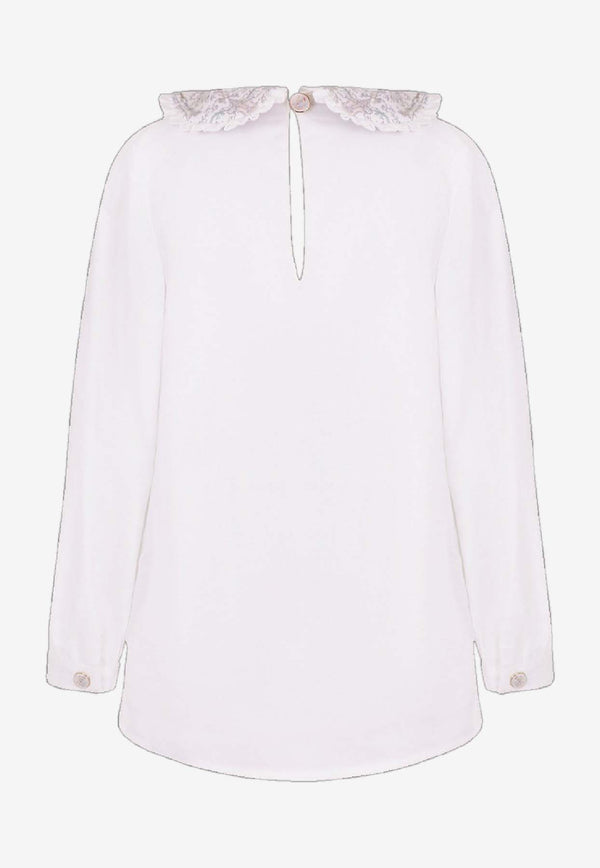 Atelier Choux Girls Chantilly Blouse with Toile De Jouy Print White LT-CN-TDJA_WHITE