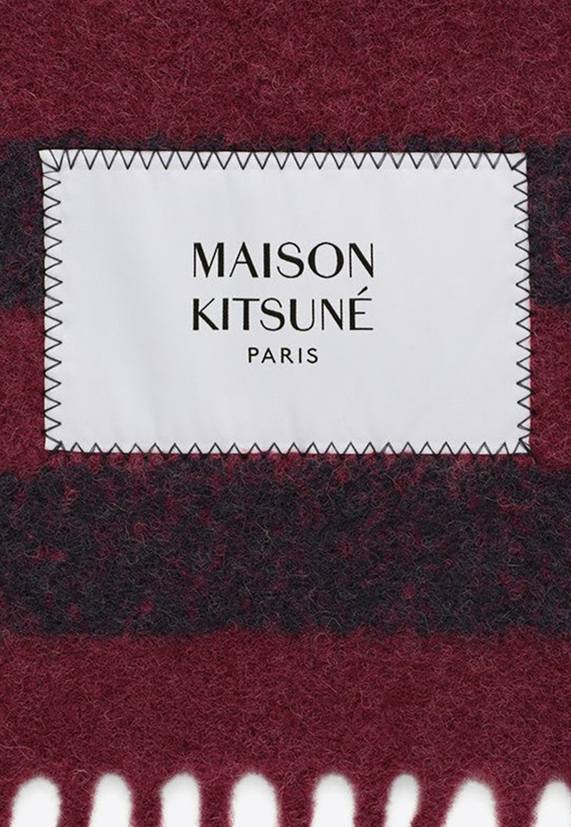 Maison Kitsuné Striped Alpaca-Blend Fringed Scarf LW06202WA0019/N_KIT-S582