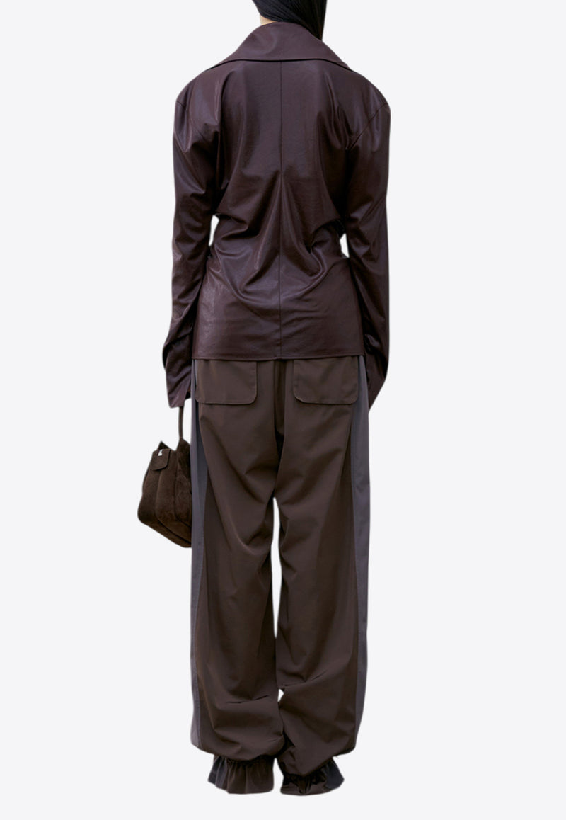 LOW CLASSIC Contrast Banding Track Pants LW243PT06_BRBROWN